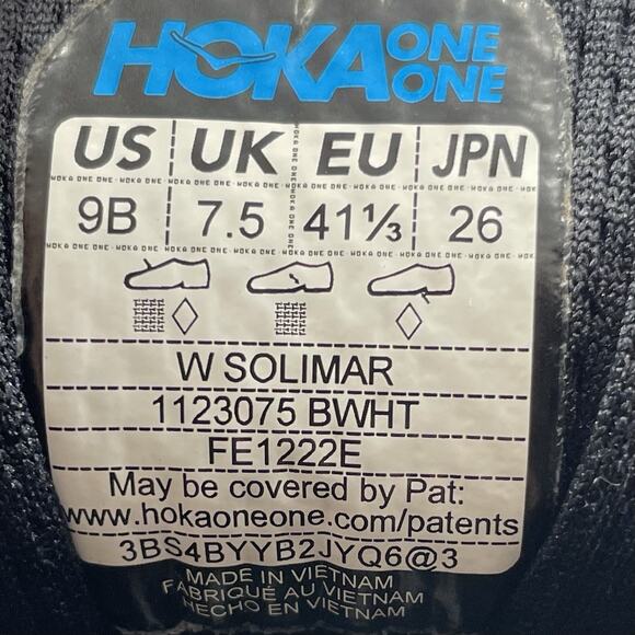 Hoka One One Solimar Running Shoes Womens Size 9 B Black White Athletic Knit - Picture 9 of 9